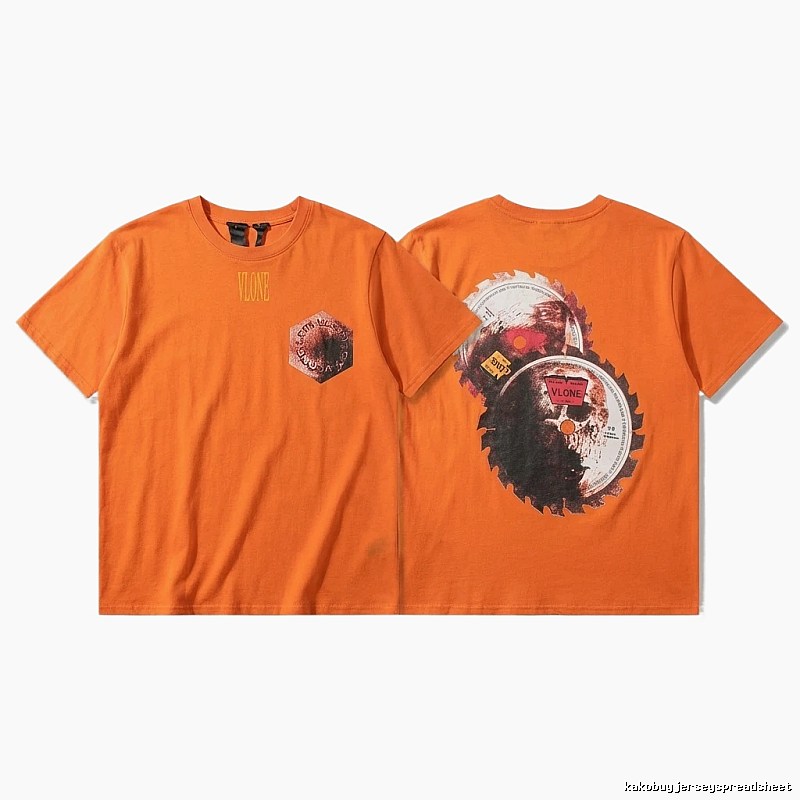 Vlone Orange Trendy Style T-shirt