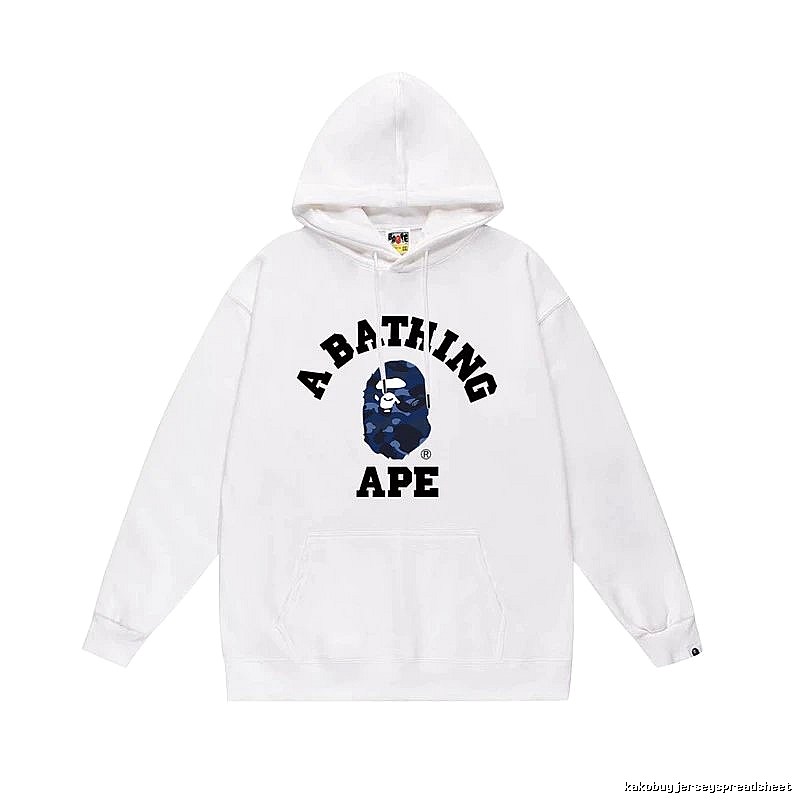 White hoodie with Bape Ape Head print